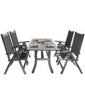 Vifah Renaissance Outdoor Patio Hand-scraped Wood 5-piece Dining Set with Reclining Chairs V1300SET10